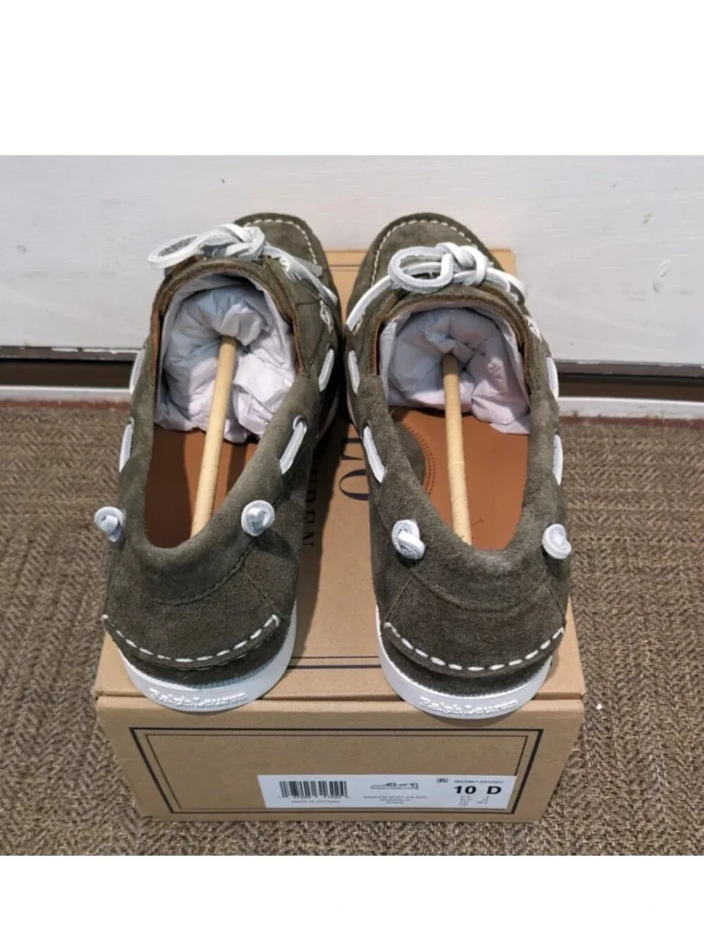 Polo Ralph Lauren Merton Suede Boat Shoe , Green, Men's Size 10 New With Box